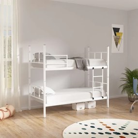 Letto a castello in metallo MAVEN 90x200 cm, bianco, portata 2 x 100 kg