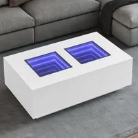 Tavolino da Salotto con LED Infinity Bianco 116x69x40 cm 3284056