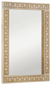 Specchio Da Bagno 50x70x2,5 Cm Legno Massello Di Mango E Vetro /