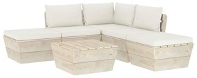 Set divani da giardino su pallet 6 pz con cuscini legno abete