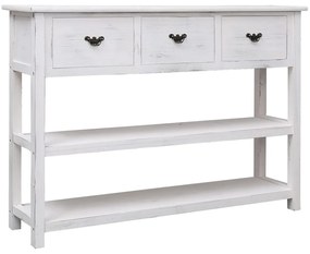 Credenza bianco antico 108x30x76 cm legno massello di paulonia