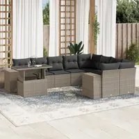 Set Divano Giardino 10 pz con Cuscini Grigio Chiaro Polyrattan 3269402