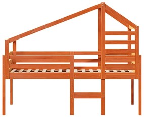 Letto a soppalco con tetto cera 90x190cm legno massello di pino