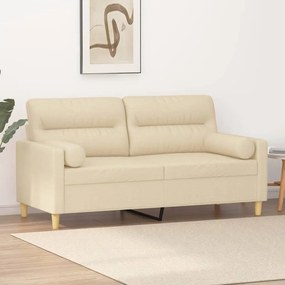 Divano A 2 Posti Con Cuscini Crema 140 Cm İn Tessuto /