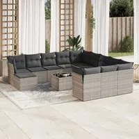 Set Divani Giardino 13 pz con Cuscini Grigio Chiaro Polyrattan 3218642