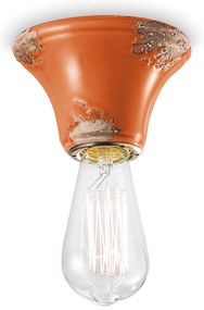 Plafoniera Vintage Tonda Media Ceramica Arancio 1 Luce E14