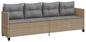 Set divano da giardino 5 pz con cuscini beige in polyrattan