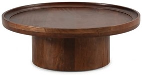 Tavolino da salotto rotondo marrone scuro in mango massiccio 80x80 cm Giselle – MOME