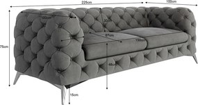 Divano grigio con rivestimento in velluto 225 cm Chelsea – Ropez