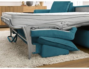 Divano angolare blu allungabile (con composizione variabile) con rivestimento in velluto a coste Augustin – Bobochic Paris