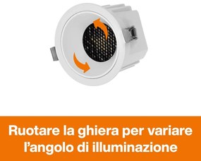 Faro da Incasso Bianco 12W Foro Ø75mm CCT 15°-55° con driver Philips Colore Bianco Variabile CCT