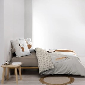 Set copripiumino e federa bianco/beige in cotone per letto matrimoniale ed esteso 240x220 cm Natacha – douceur d'intérieur