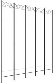 Divisorio a 5 pannelli bianco 200x220 cm tessuto