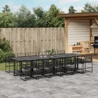 Set da Pranzo da Giardino 13pz Nero in Polyrattan 3295037