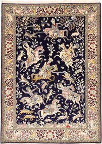 Ghom Tappeto 210x150 Blu (Iran) Annodato A Mano