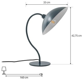 Lampada da tavolo Lucande Arvadon, blu, metallo, altezza 42,75 cm