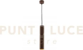 Lampadario a sospensione fluke tonda corten 1 luce attacco gu10 5,5...