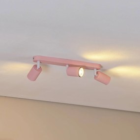 TK Lighting Faretto da soffitto Livia, rosa, 52 cm, a 3 luci, metallo, GU10