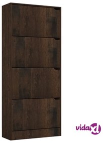 vidaXL Scarpiera con 4 Ante Rovere Fumo 59x24x136cm Legno Multistrato