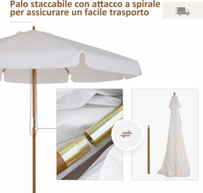 Ombrellone da Giardino con Doppio Tettuccio Ø325x250 cm in Legno di Bambù e Poliestere Crema...