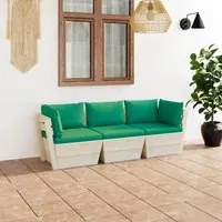 Divano da Giardino a 3 Posti su Pallet con Cuscini Legno Abete 3063401