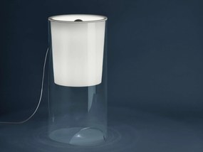 Flos Aoy Lampada da tavolo H.60 cm a luce diffusa in cristallo trasparente e vetro bianco opale