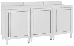 Mobiletto Con Piano Di Lavoro 180x60x96 Cm İn Acciaio Inox /