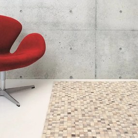 Tappeto Leath patchwork geometrico in cuoio grigio, L 200 x L 140 cm