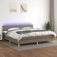 Letto a Molle Materasso e LED tortora 200x200cm in Tessuto cod mxl 61553