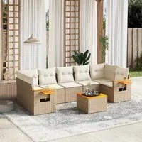 Set Divano da Giardino 8 pz con Cuscini Beige in Polyrattan 3259055