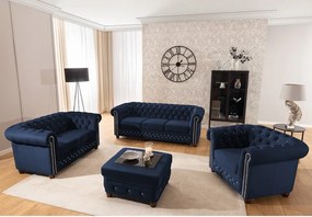 Poltrona chesterfield blu con rivestimento in velluto York Blik – Ropez