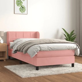 Giroletto A Molle Con Materasso Rosa 100x200 Cm İn Velluto /
