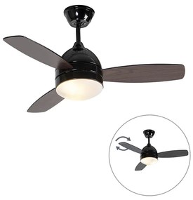 Ventilatore da soffitto nero con stampa legno 96 cm con telecomando - Rotar
