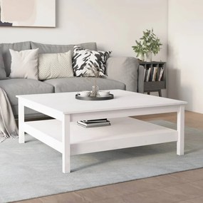Tavolino da Salotto Bianco 100x100x40 cm Legno Massello di Pino