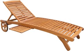 SILIS - lettino prendisole in legno massiccio di acacia con ruote