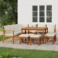 Set da Pranzo Giardino 11 pz con Cuscini Legno Massello Acaciacod mxl 101122