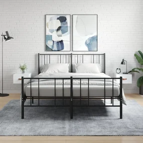 Comodini a muro 2 pz bianco lucido 35x35x20 cm