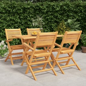 Set Da Pranzo Per Giardino 5 Pz İn Legno Massello Di Teak /