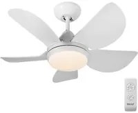 Ventilatore da Soffitto 5 Pale Lampada con Luce LED e Telecomando 76 cm Bianco