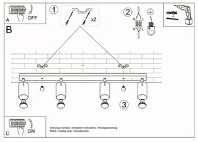 Plafoniera da Soffitto in Acciaio 4xGU10 RING 4L Orientabile Nera