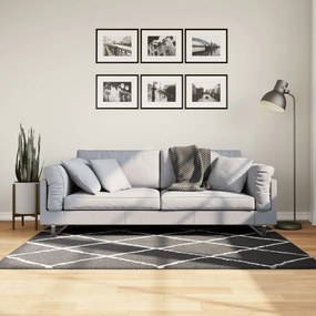 Tappeto Shaggy Pamplona A Pelo Lungo Nero E Crema 120x170 Cm /