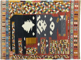 Kilim Tappeto 120x160 (Iran) Tessuto A Mano