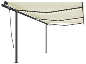 Tenda da Sole Retrattile Manuale con LED 6x3,5 m Crema
