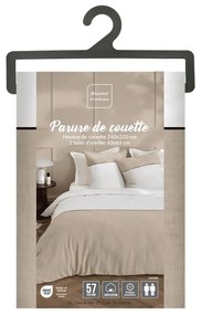 Set copripiumino e federa bianco/beige in cotone per letto matrimoniale ed esteso 240x220 cm Gabrielle – douceur d'intérieur