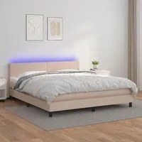 Giroletto Molle Materasso e LED Cappuccino 160x200cm Similpelle 3134116