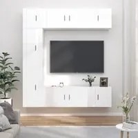 Set di Mobili Porta TV 7 pz Bianco Lucido in Legno Multistrato 3188648