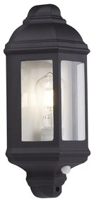 Applique Vintage-Decò Maine Alluminio Bianco Vetro Nero 1 Luce E27