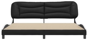 Giroletto con testiera bianco e nero 200x200 cm in similpelle