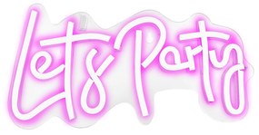 Scritta neon rosa Let's Party da parete usb