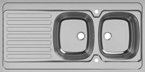 Lavello sopratop 2 vasche in inox grigio DELINIA Kama L 60 x L 120 cm, reversibile